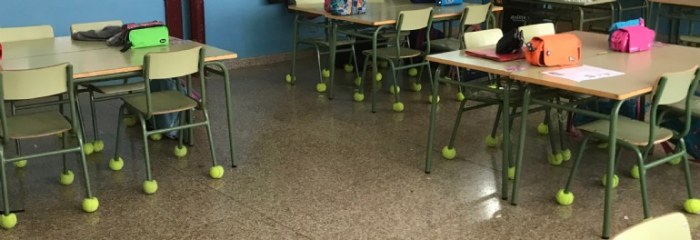 Las pelotas usadas de los cursos municipales de tenis, se reciclan para un uso totalmente diferente